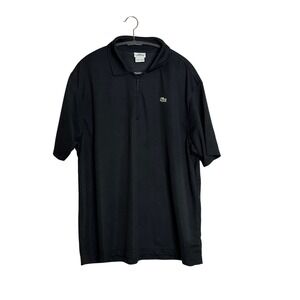 Lacoste Sport Mens Quarter Zip Polo Shirt Black Short Sleeve Size 7 XL